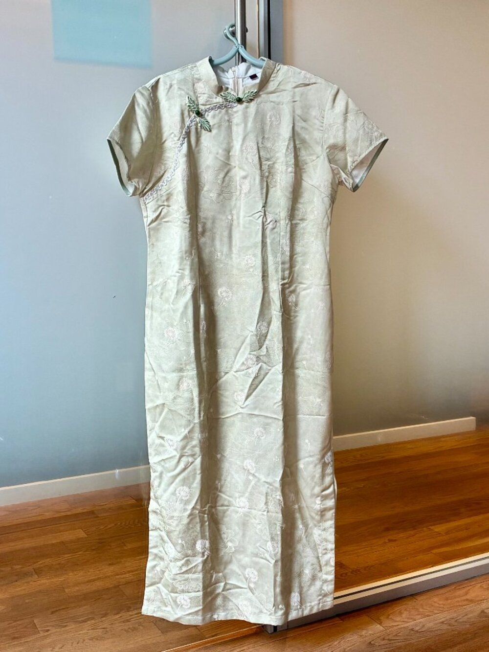 Green White Flora Qipao Long Dress - Chinese Traditional Cheongsam